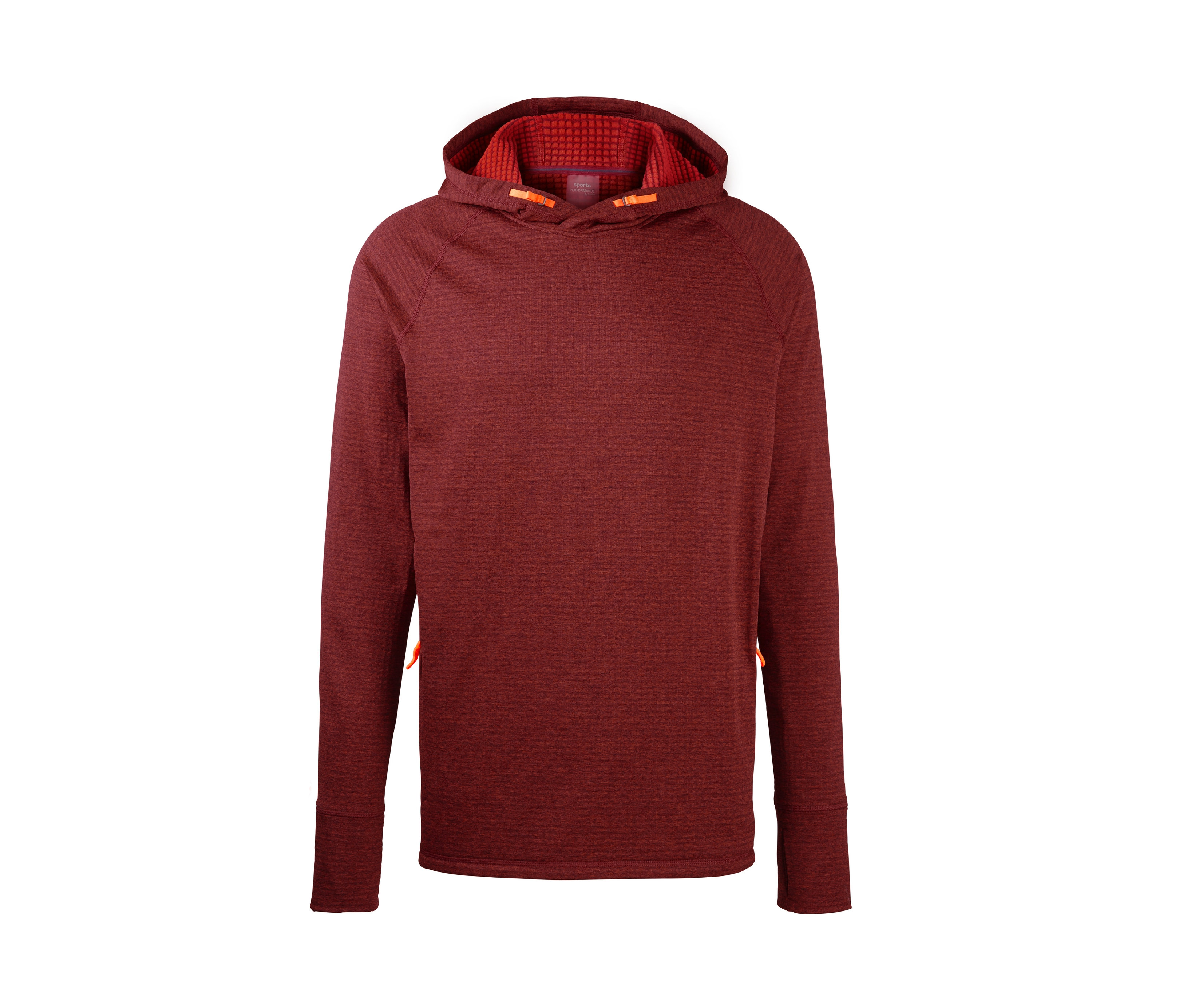 Bordowa męska bluza funkcyjna z kapturem.