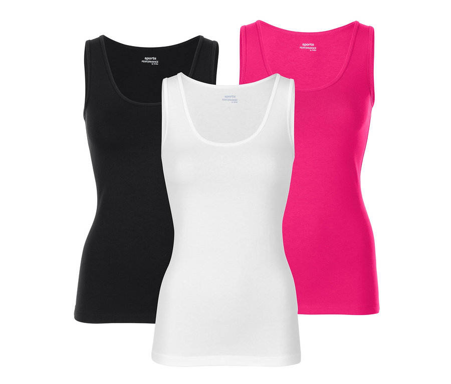 Czarne, białe i różowe topy, zestaw 3 sztuk.