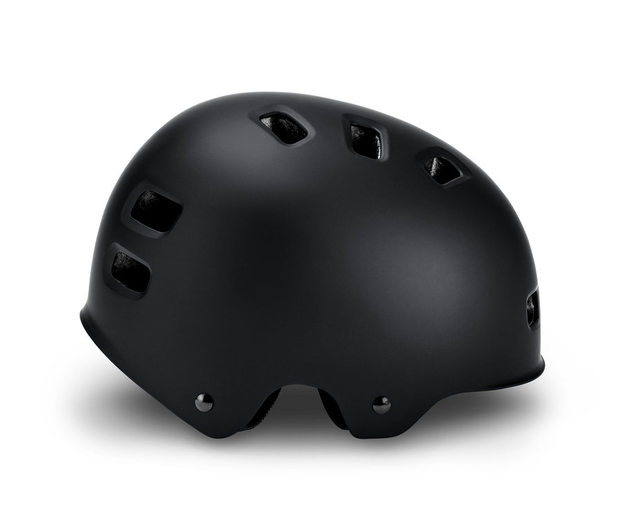 Czarny kask rowerowy z tylnym oświetleniem LED.
