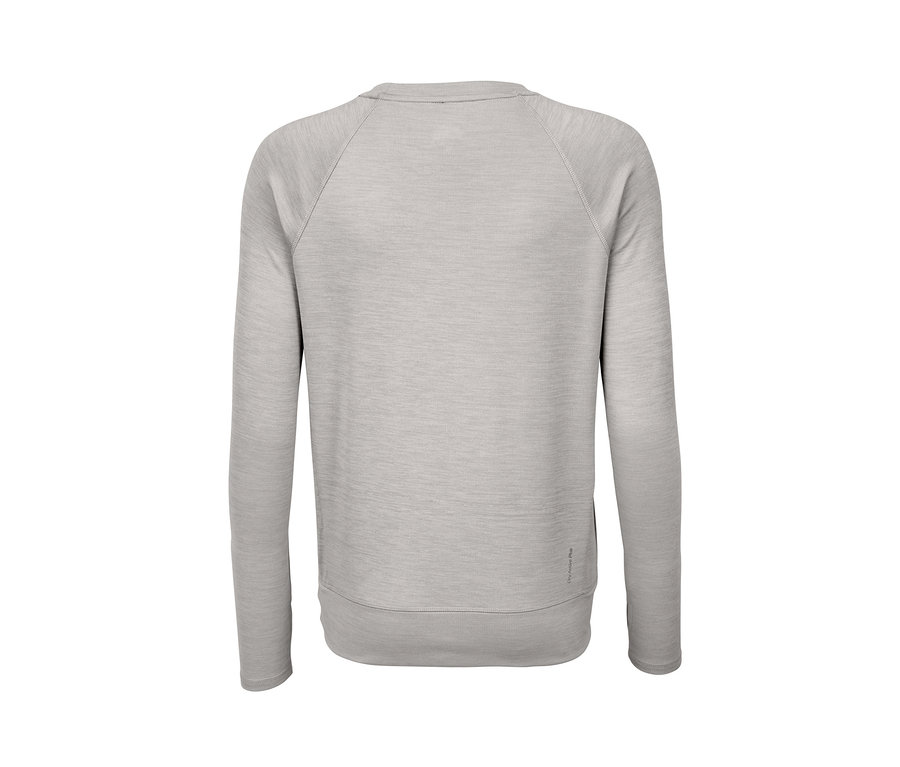 Szara bluza funkcyjna z długim rękawem, widok z tyłu.