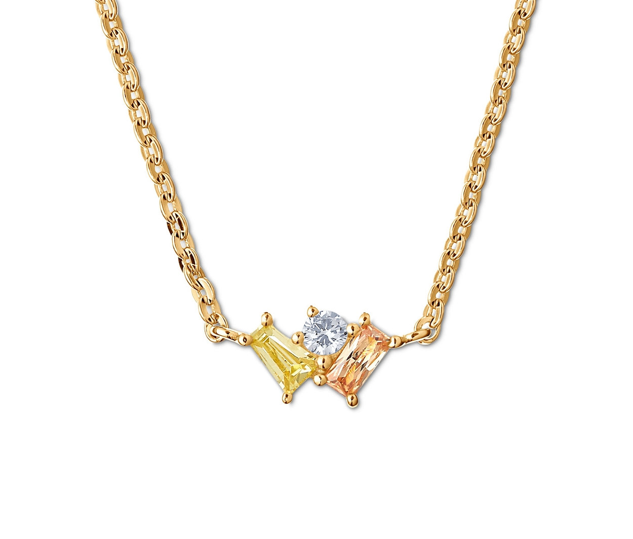 Tchibo - Naszyjnik, pozłacane srebro próby 925, z kolorowymi cyrkoniami