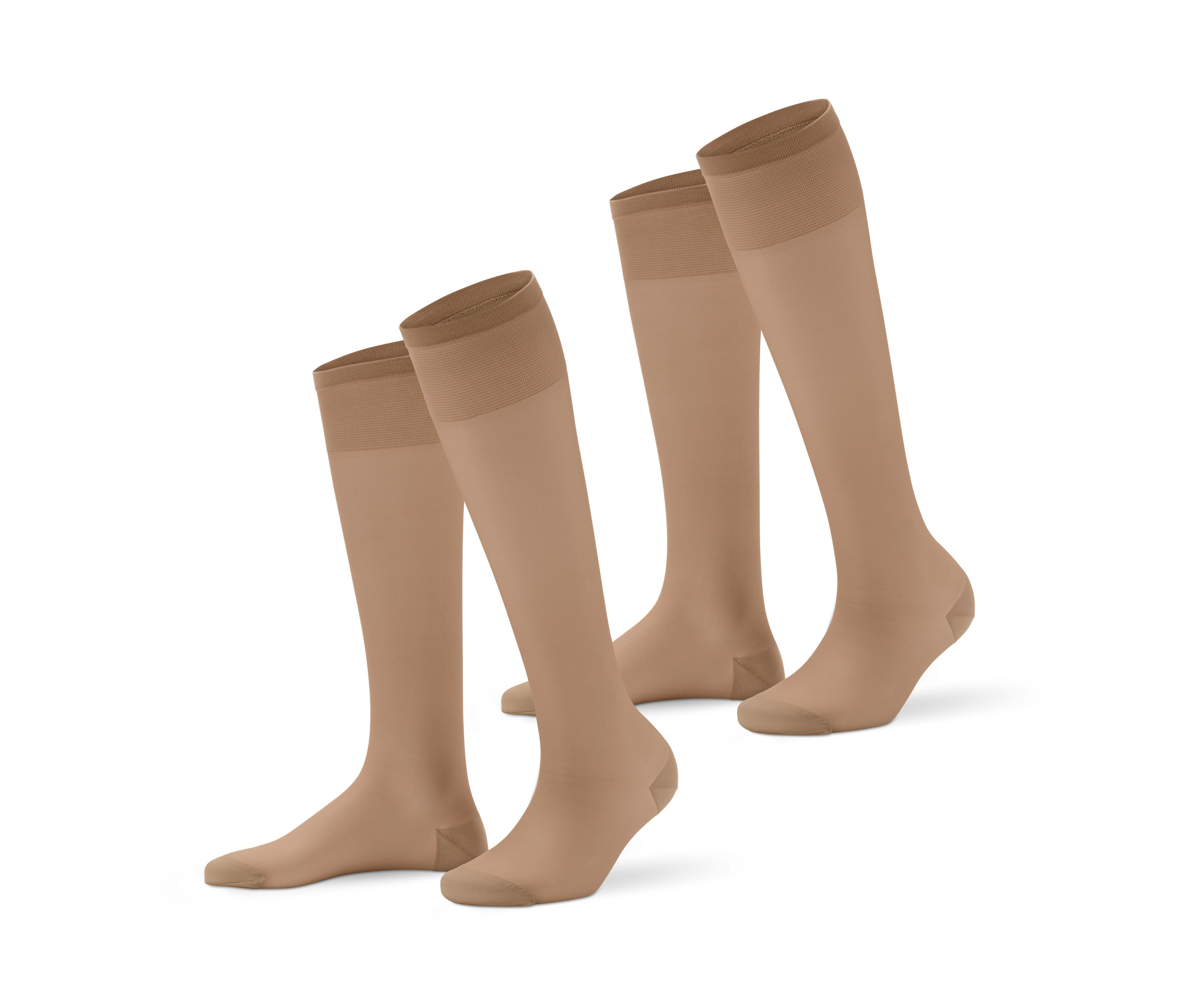 Dwie pary cielistych podkolanówek z efektem chłodzenia.