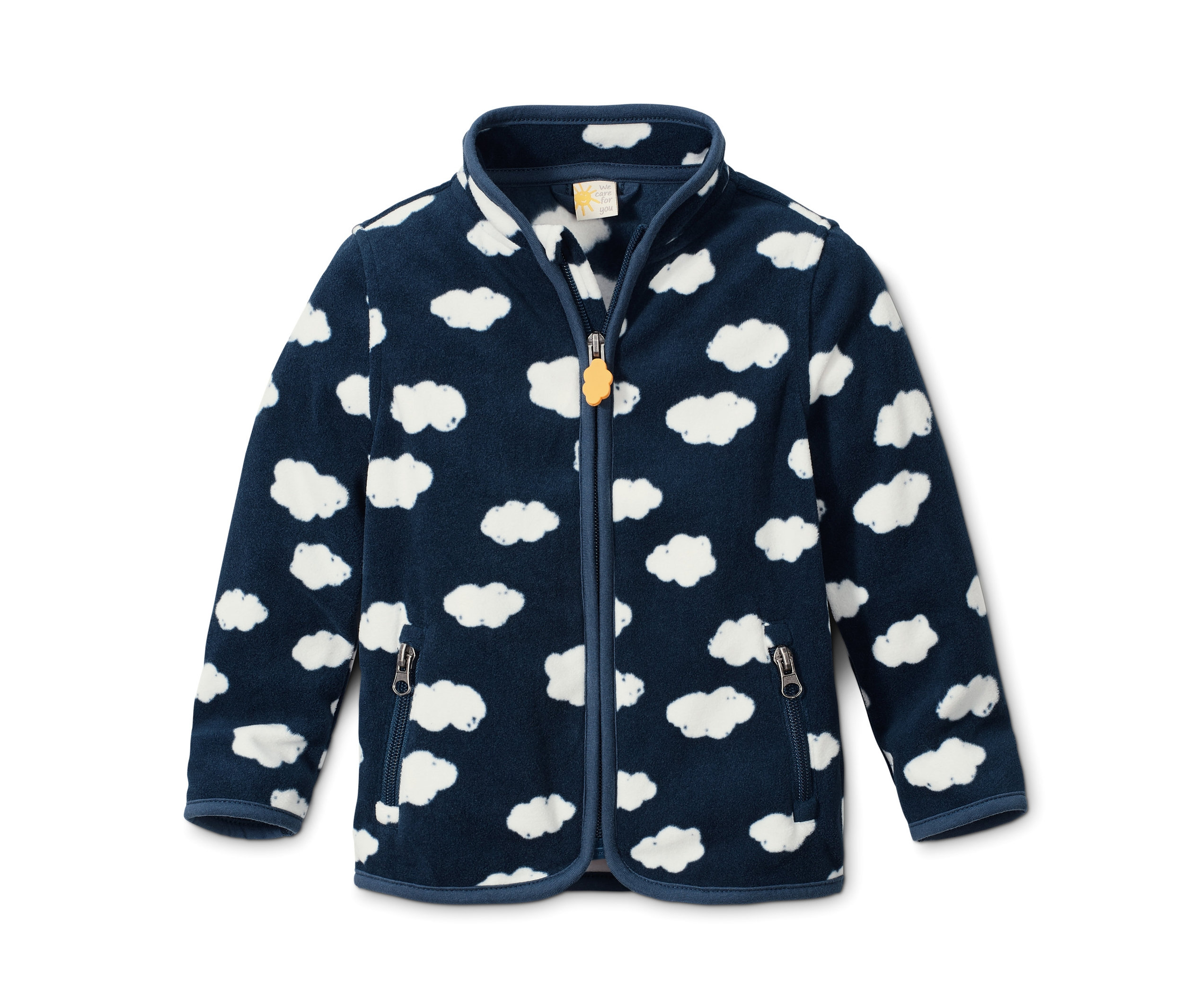 Tchibo - Rozpinana bluza z polaru- biały/niebieski/z nadrukiem