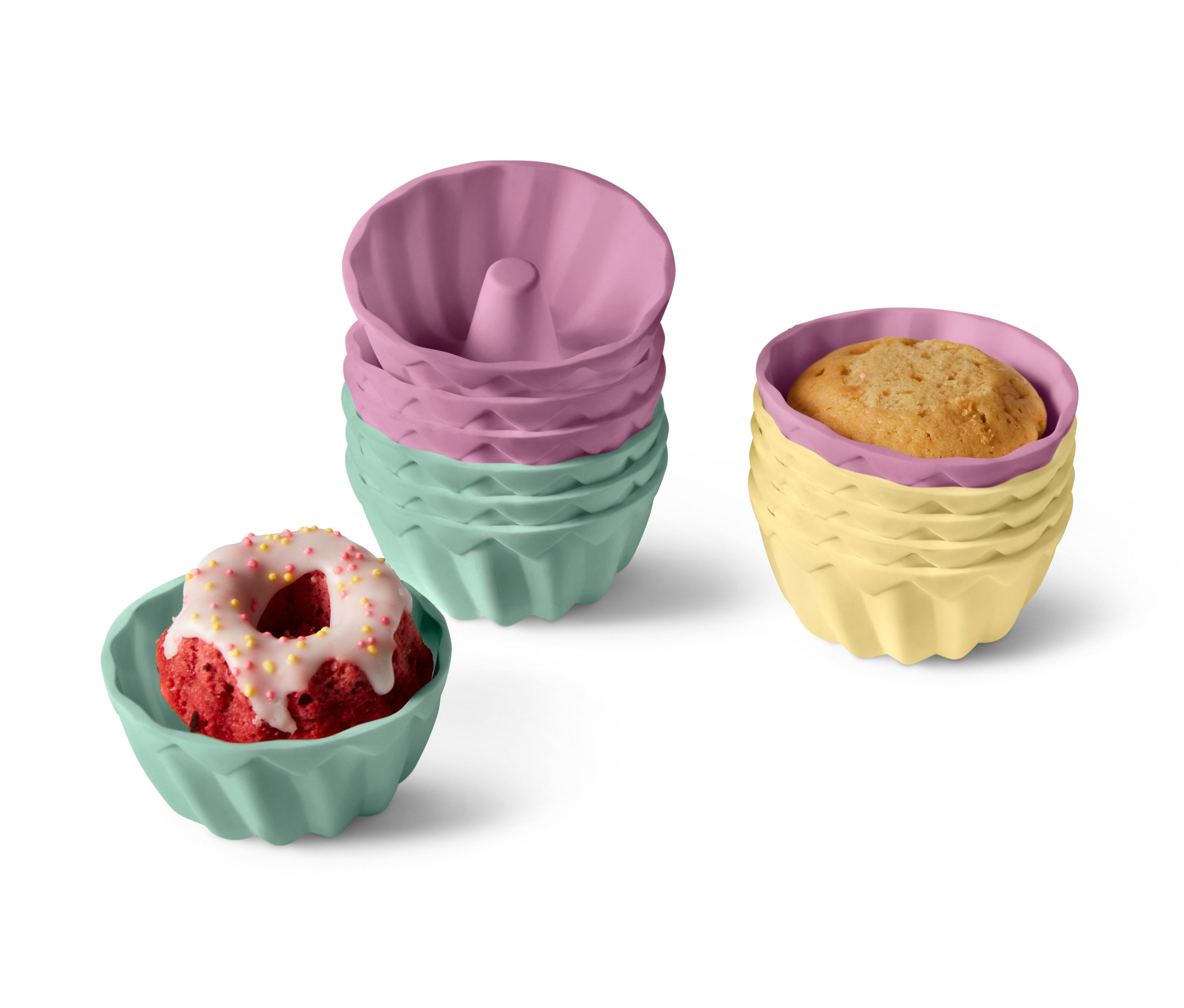 Tchibo - Foremki do mini babeczek - kolor: żółty/zielony