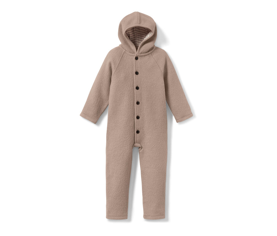 Brązowy kombinezon dziecięcy z wełny merino.