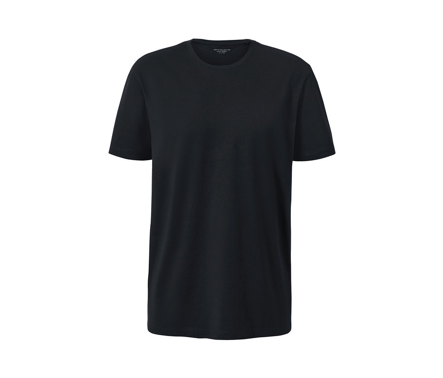 Czarny T-shirt z krótkim rękawem i okrągłym dekoltem.