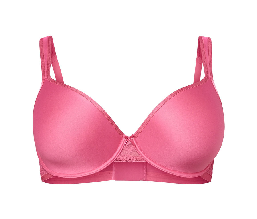 Różowy biustonosz typu spacer na białym tle.