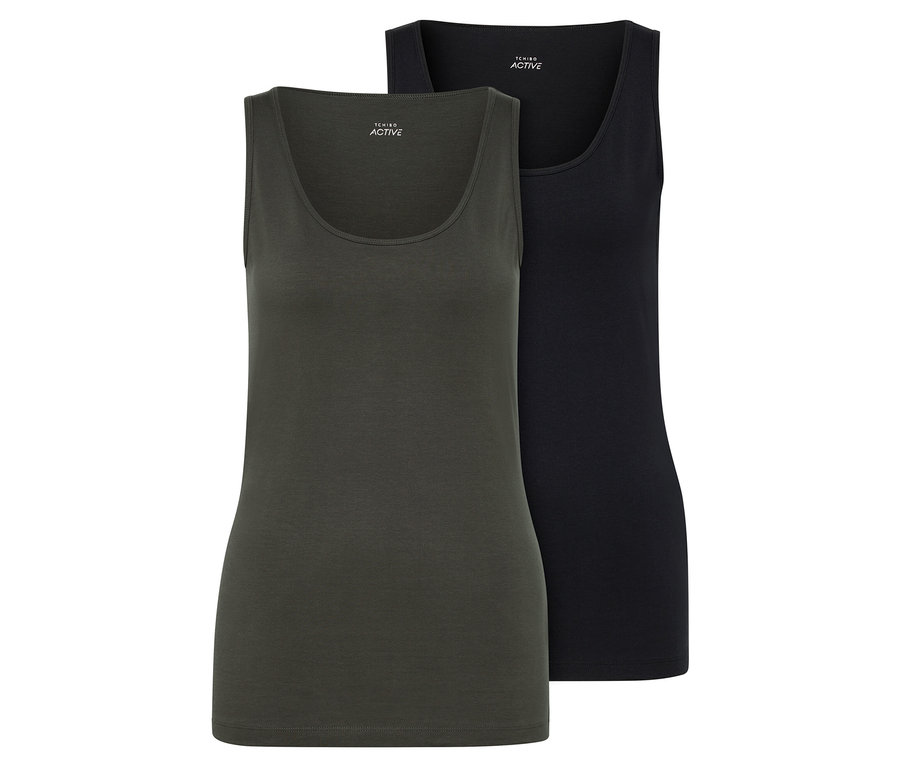 Dwa topy, oliwkowe i czarne.