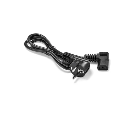 Czarny kabel zasilający do ekspresów automatycznych Tchibo na białym tle.