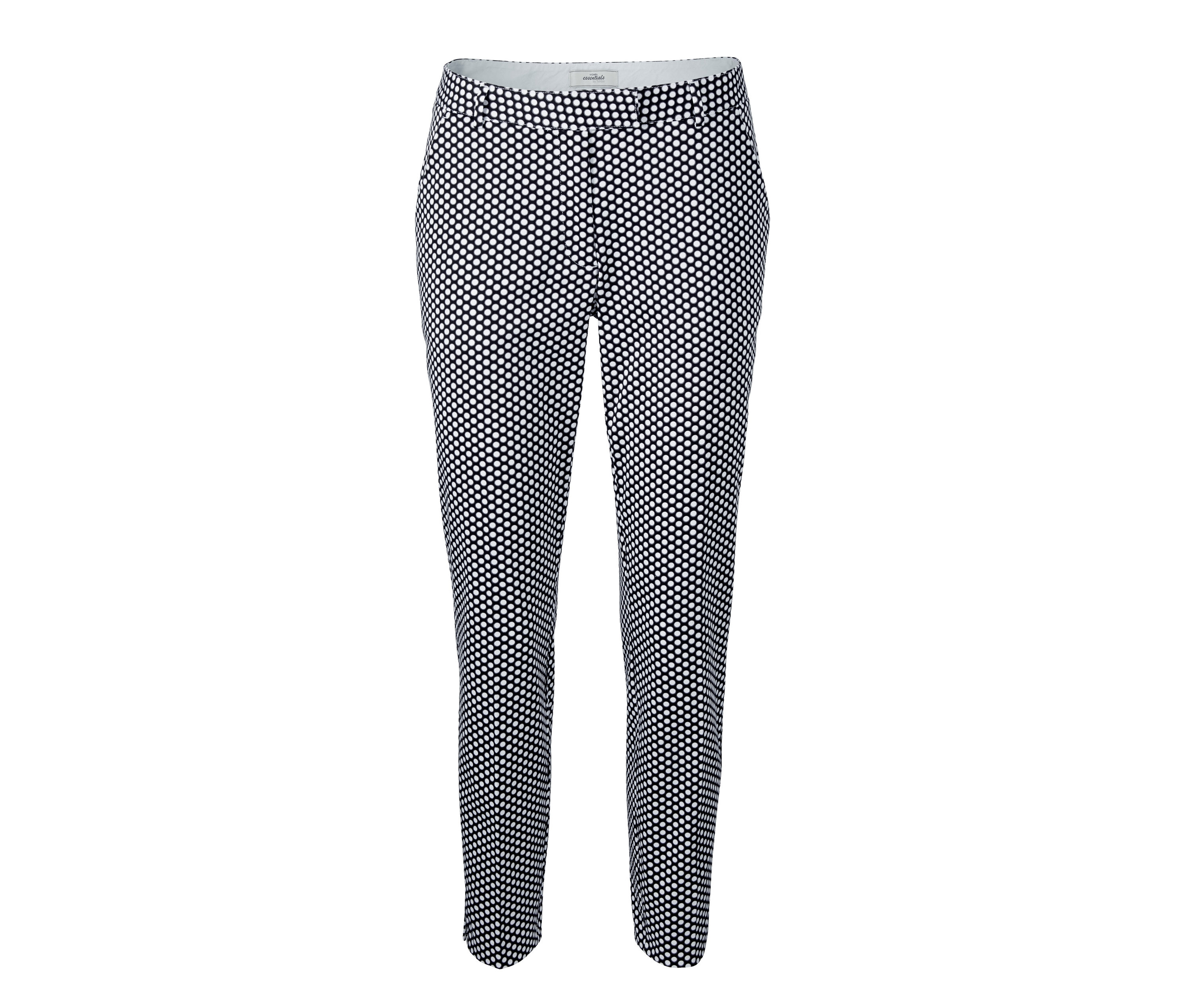 Damskie spodnie z nadrukiem w groszki.