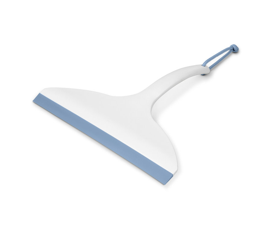 Niebiesko-biała ściągaczka do wody.