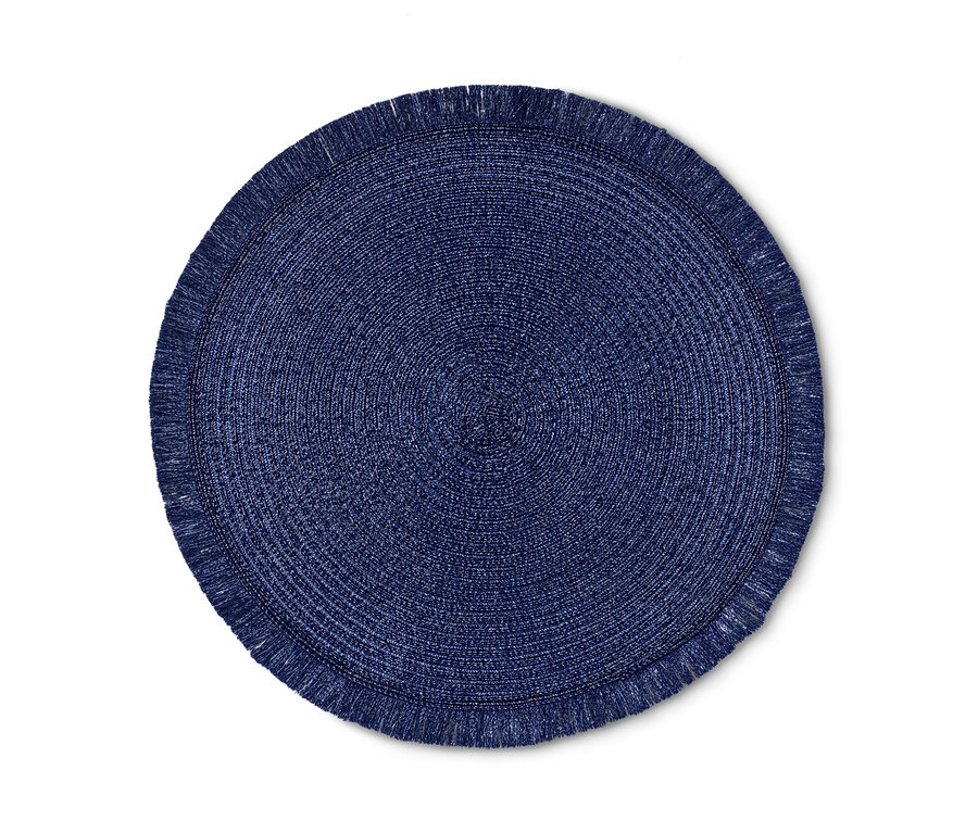 Zbliżenie na niebiesko-liliowe podkładki pod talerze, 4 sztuki.