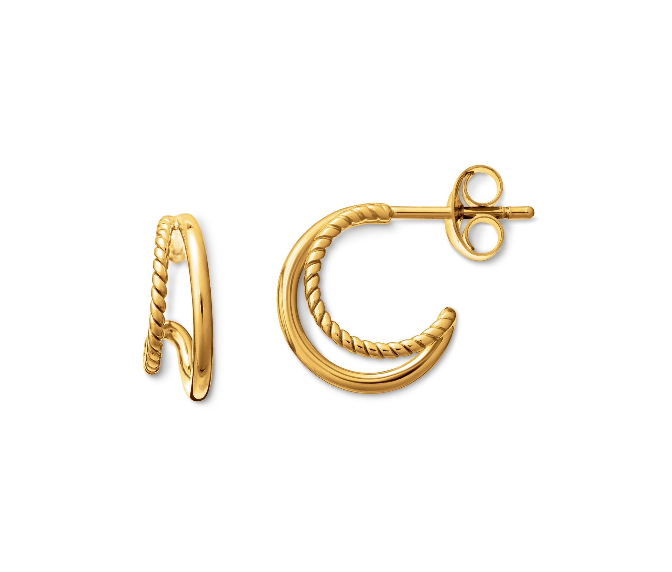 Tchibo - Podwójne kolczyki kreole, srebro próby 925 pozłacane