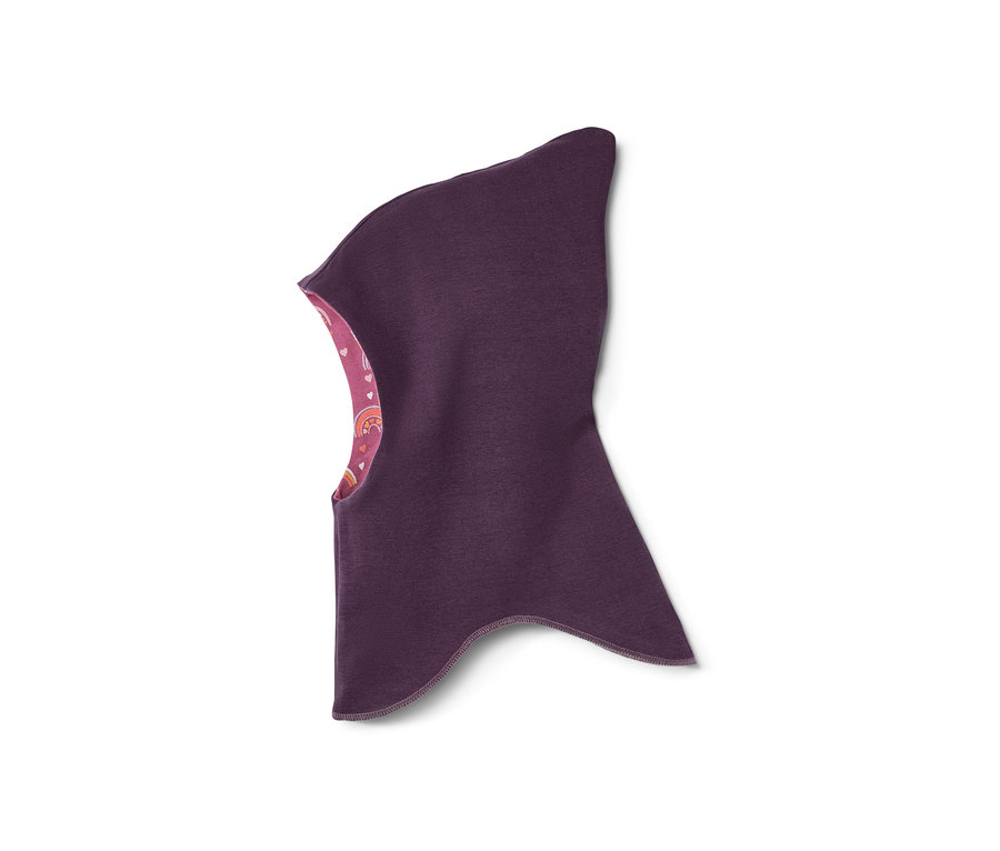 Fioletowa dwustronna kominiarka dziecięca, tęcze.