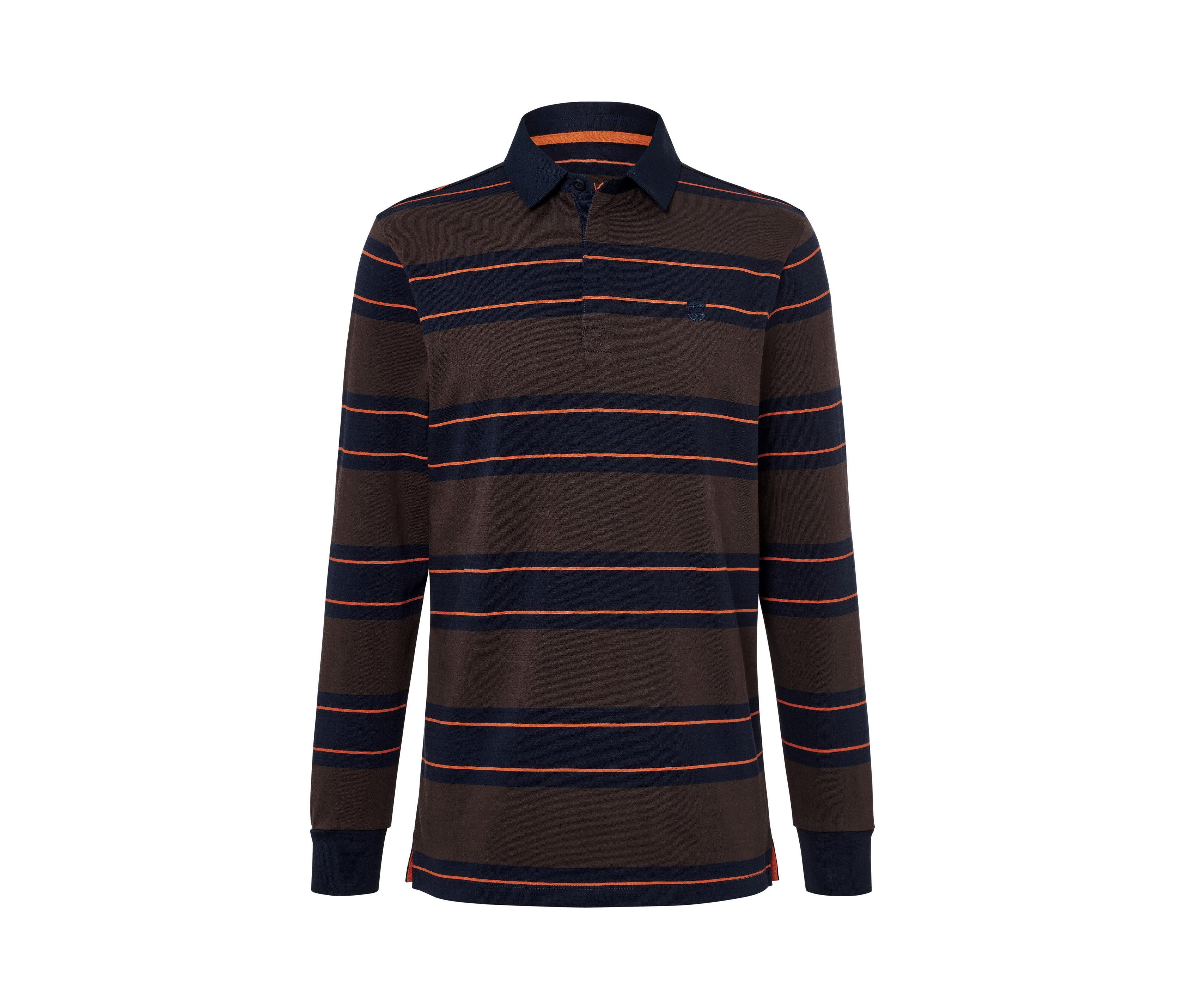 Tchibo - Koszulka polo z długim rękawem, brązowy/pomarańczowy/w paski