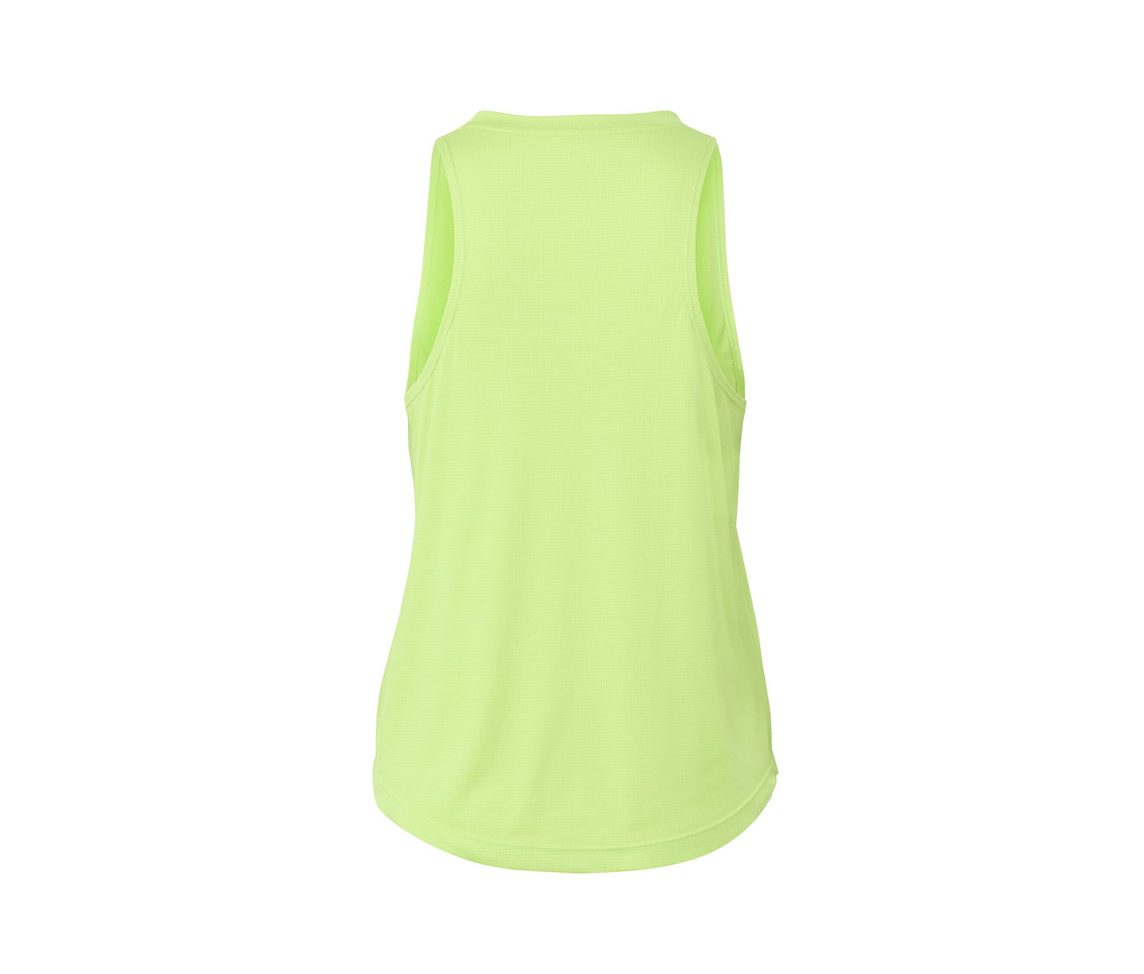 Widok z tyłu na limonkowy top sportowy.