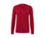 Czerwony sweter z dekoltem w serek.