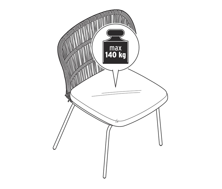 Ilustracja krzesła z plecionką tekstylną.