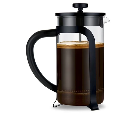 Czarny zaparzacz tłokowy, 800 ml, na 6 filiżanek.