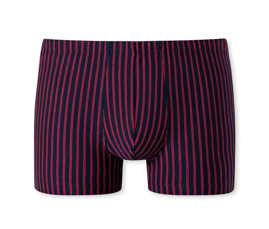 Czerwone bokserki w paski z bawełny ekologicznej SCHIESSER.