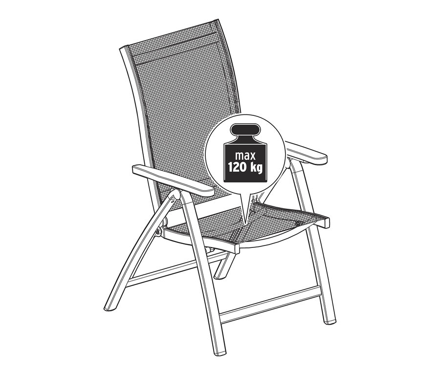 Ilustracja krzesła ogrodowego z wysokim, regulowanym oparciem „Liska”.