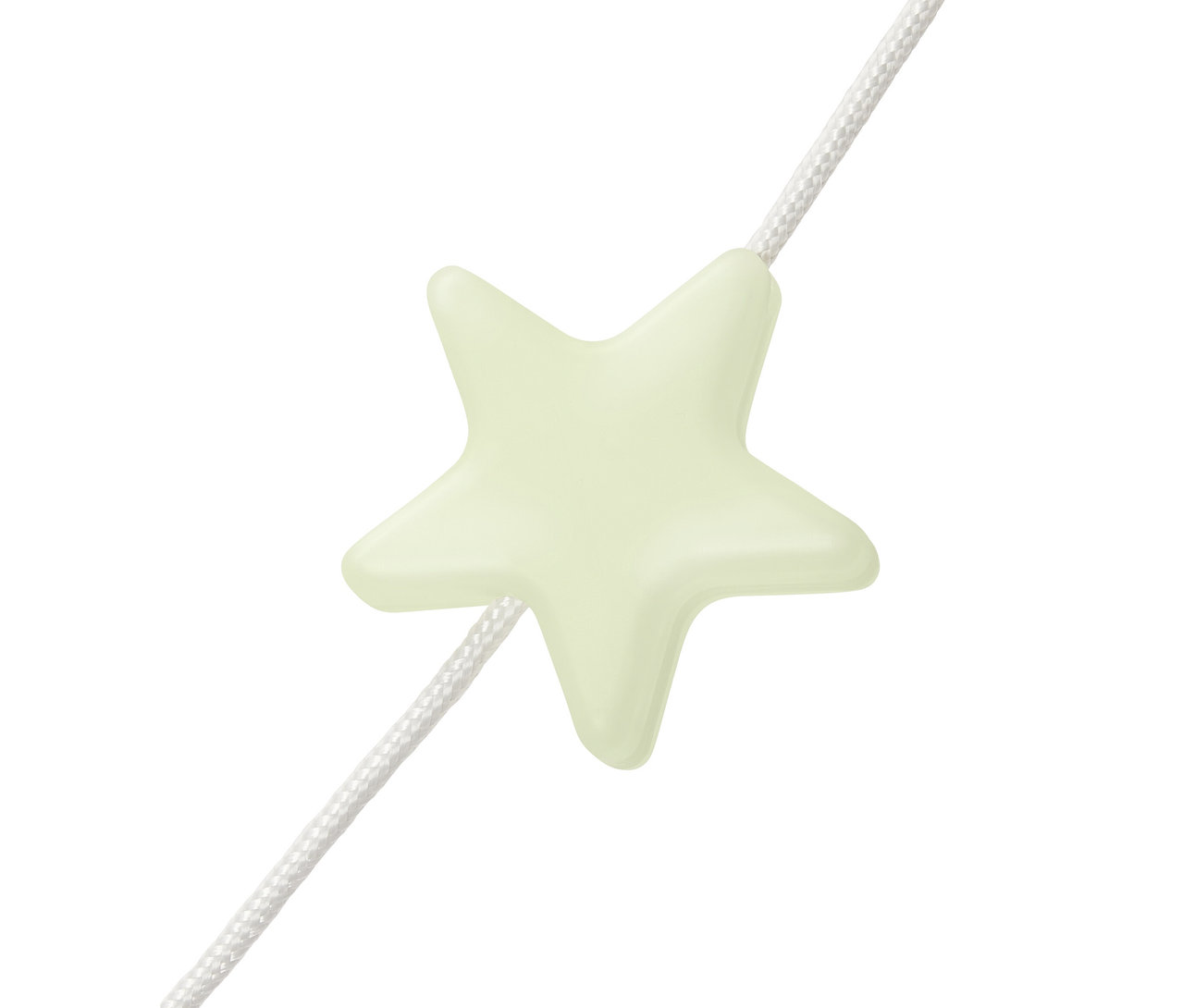 Zbliżenie na świecący w nocy klips w kształcie gwiazdy, jeden z 8 sztuk.