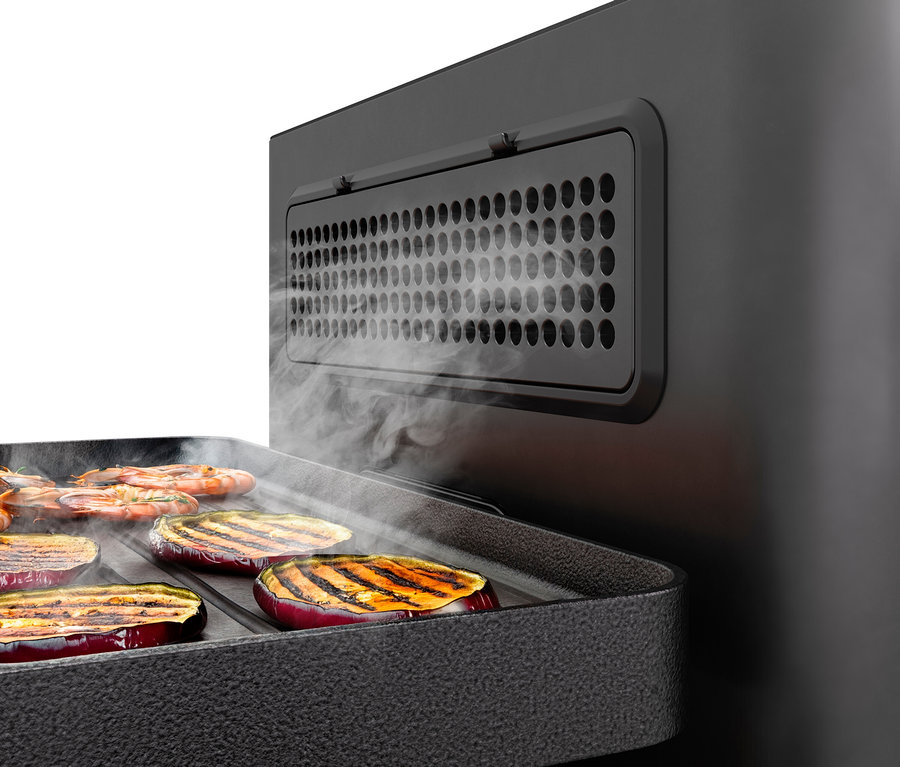 Grill z bakłażanem i krewetkami.