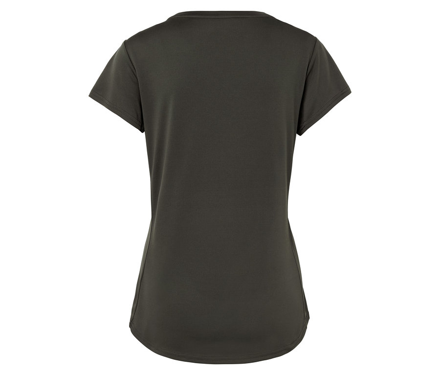 Ciemnozielona koszulka z krótkim rękawem.