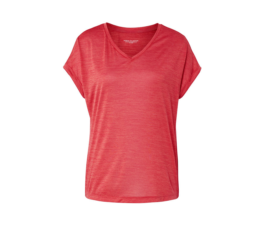 Różowa koszulka funkcyjna z krótkim rękawem.