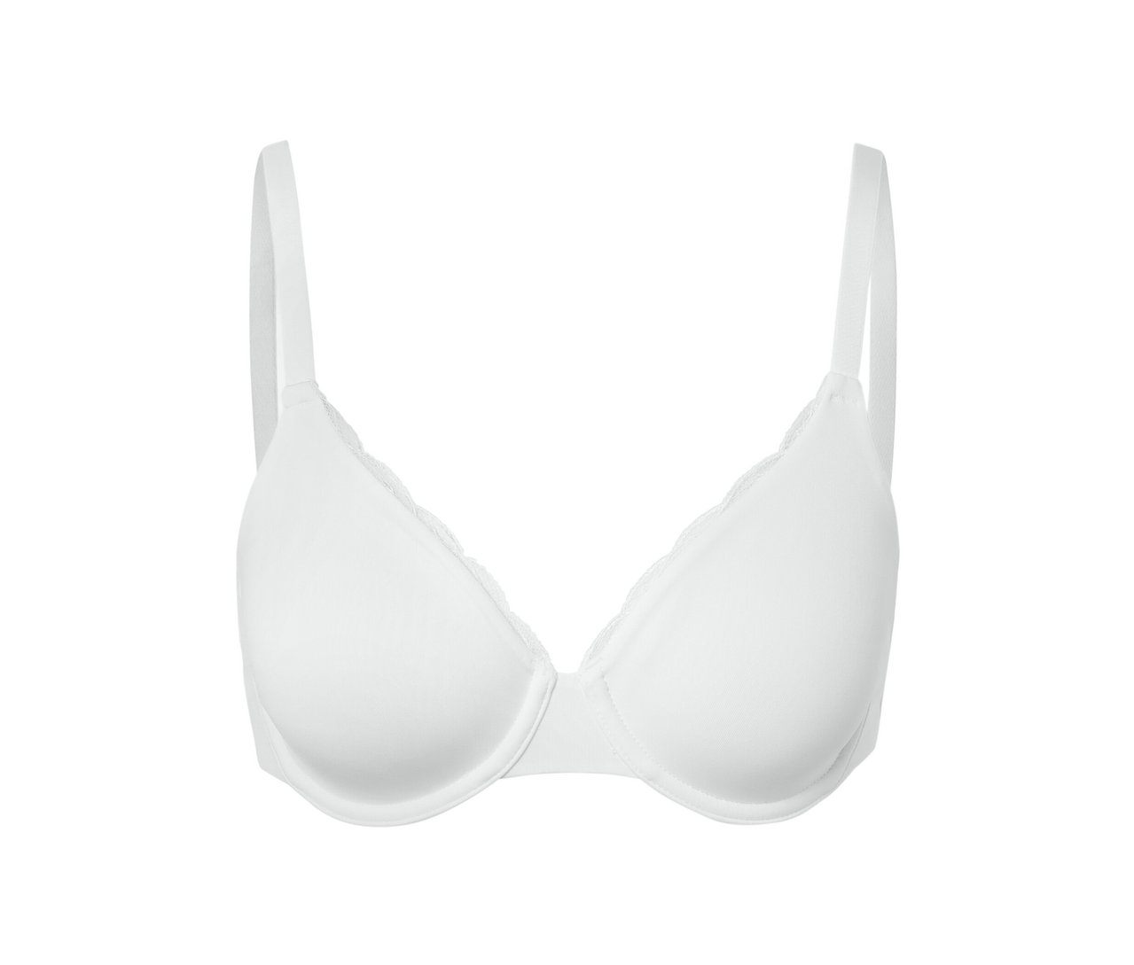 Biały biustonosz na fiszbinach.