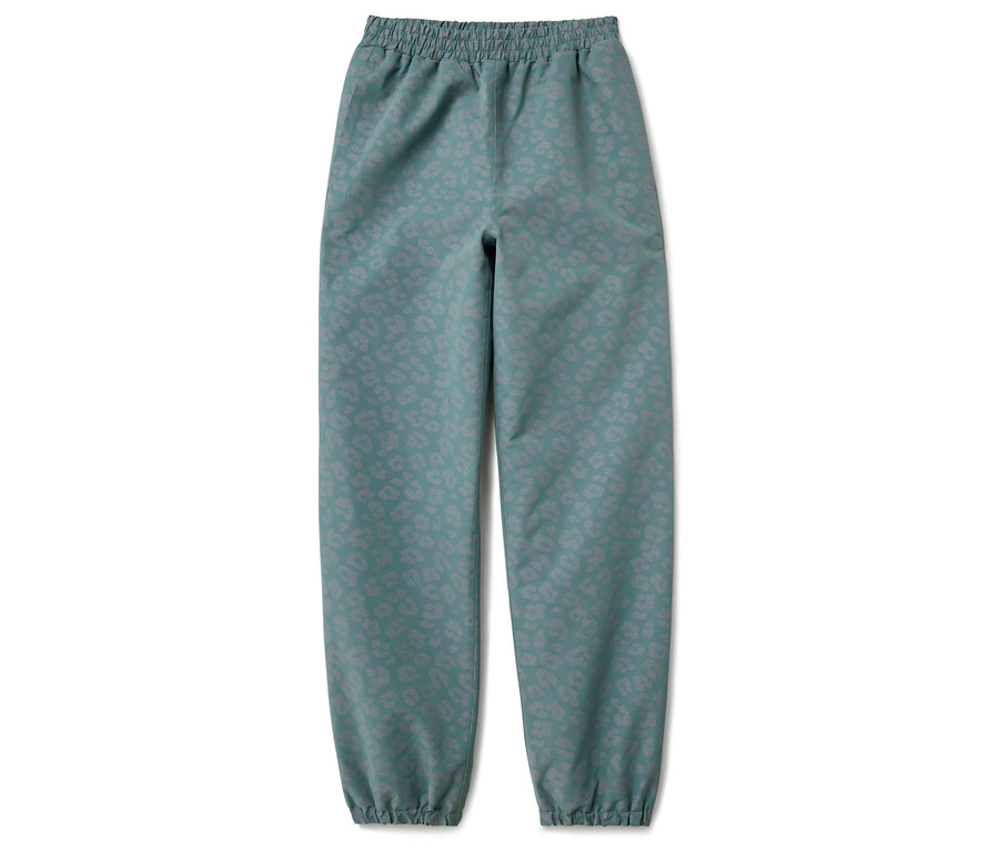 Spodnie przeciwdeszczowe z elementami odblaskowymi.