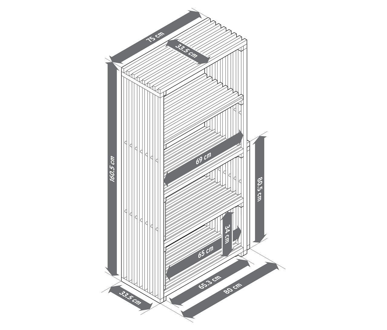 Na ilustracji przedstawiony jest rozkładany regał o nazwie "FLEKSIBEL" z różnymi wymiarami.