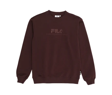 Ciemnobrązowa bluza Fila z wytłoczonym logo Fila i napisem „ESTABLISHED 1911” na piersi.