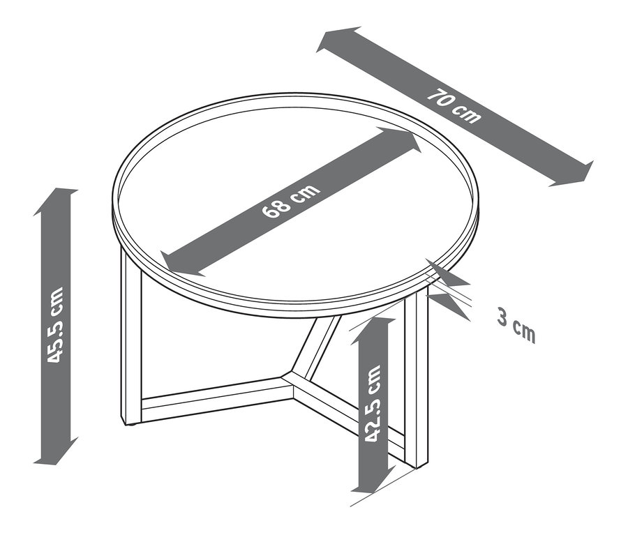 Wymiary okrągłego stolika.