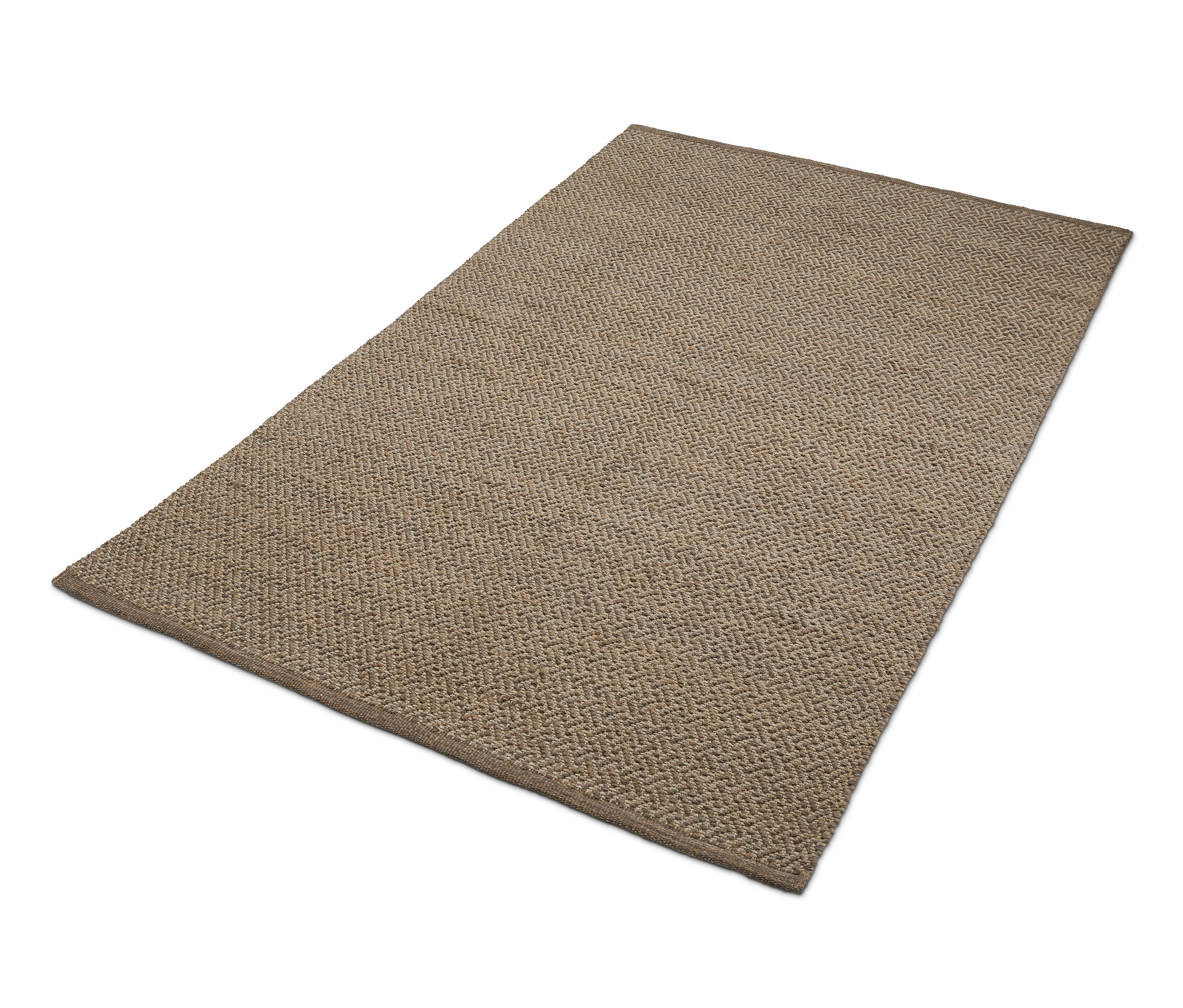 Brązowy dywan do użytku na zewnątrz z geometrycznym wzorem.