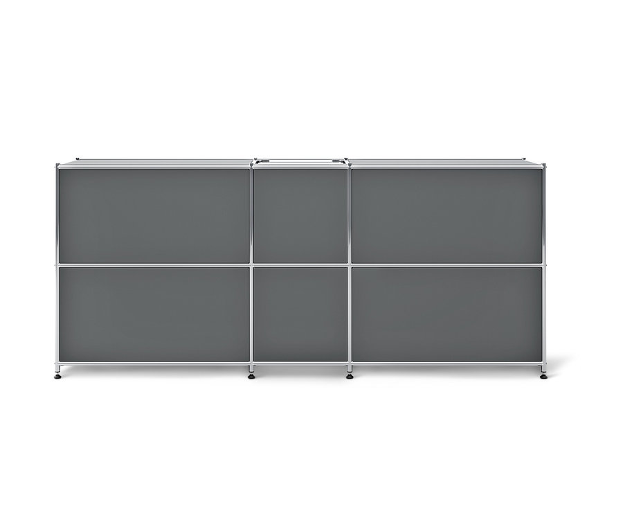 Szara metalowa szafka typu sideboard »CN3« z 4 klapami.