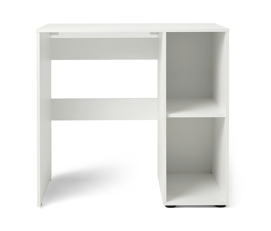 Biała szafka na pralkę z bocznym schowkiem.