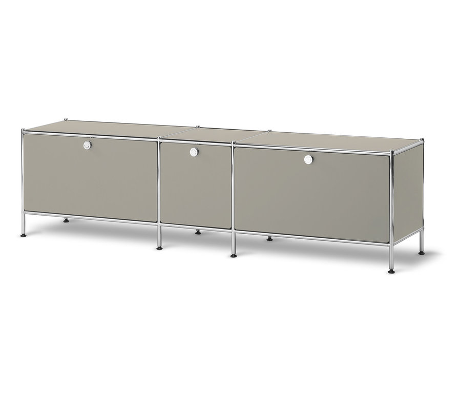 Szara niska komoda »CN3« z 3 klapami.