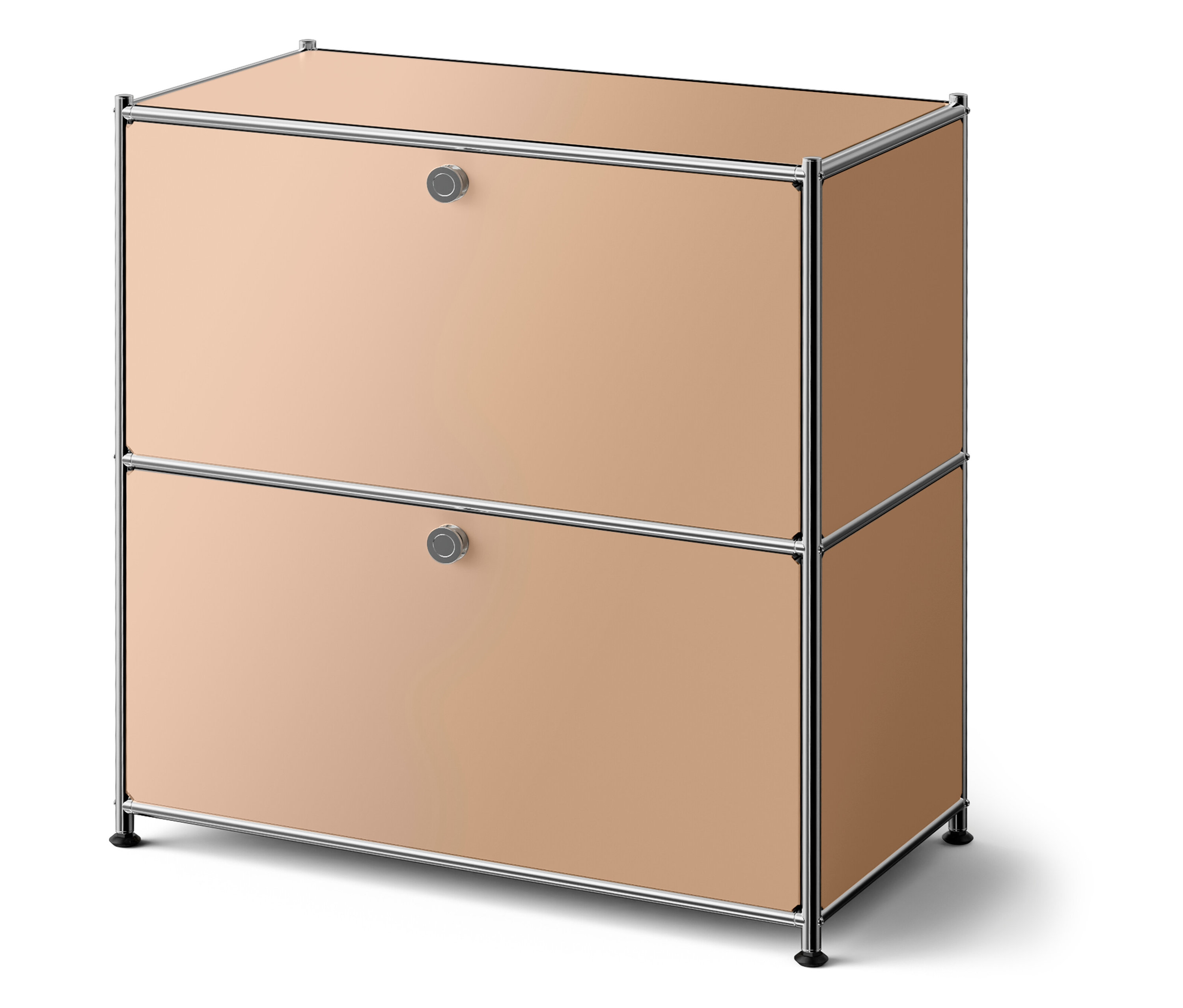 Tchibo - Niska metalowa komoda „Cn3” z klapami - kolor: brązowy