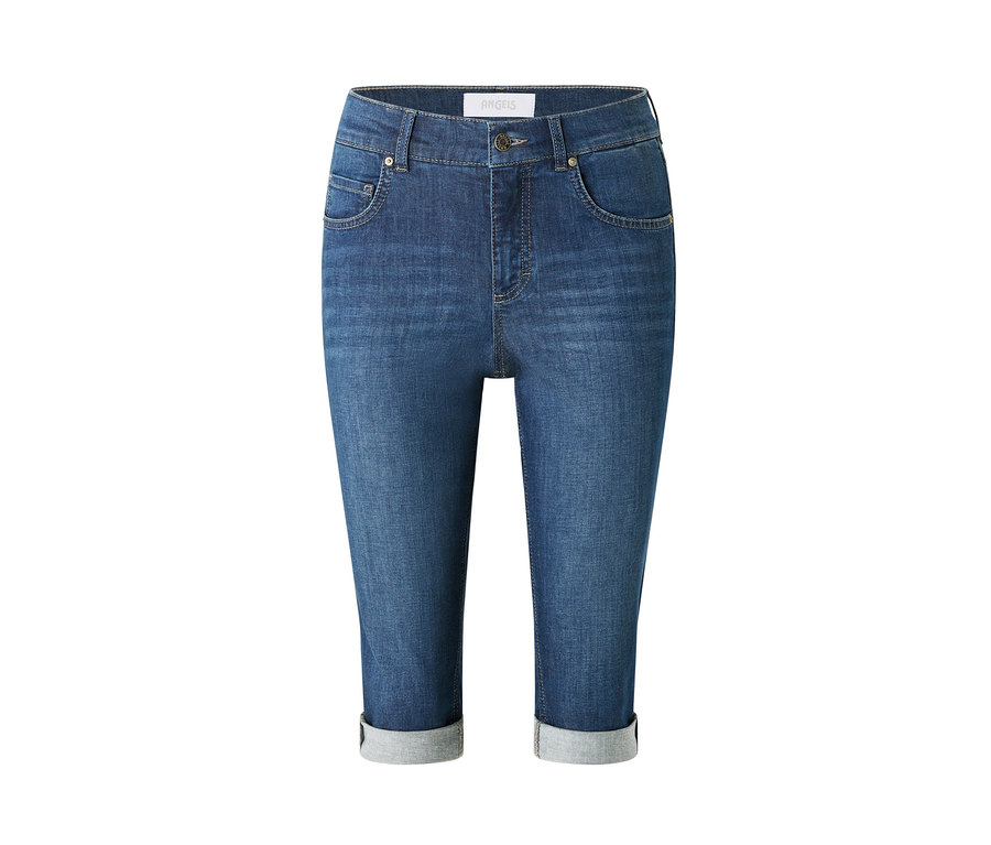 Jeansy Angels „Capri Turn-Up”, Slim Fit, mid blue.