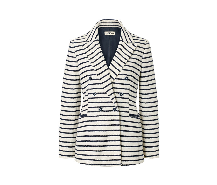 Żakiet z dzianiny dresowej w paski, z klapami i guzikami.