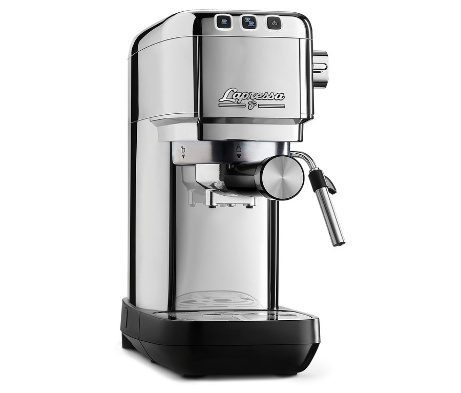 Srebrny ekspres kolbowy do kawy »Lapressa«.