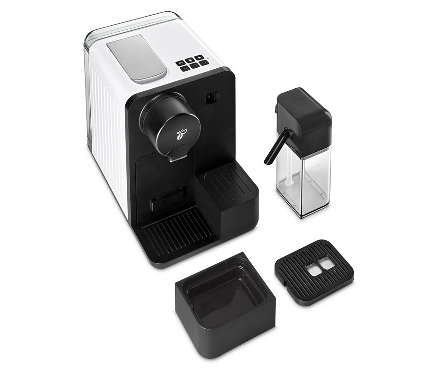 Biały ekspres do kawy Cafissimo milk i akcesoria.