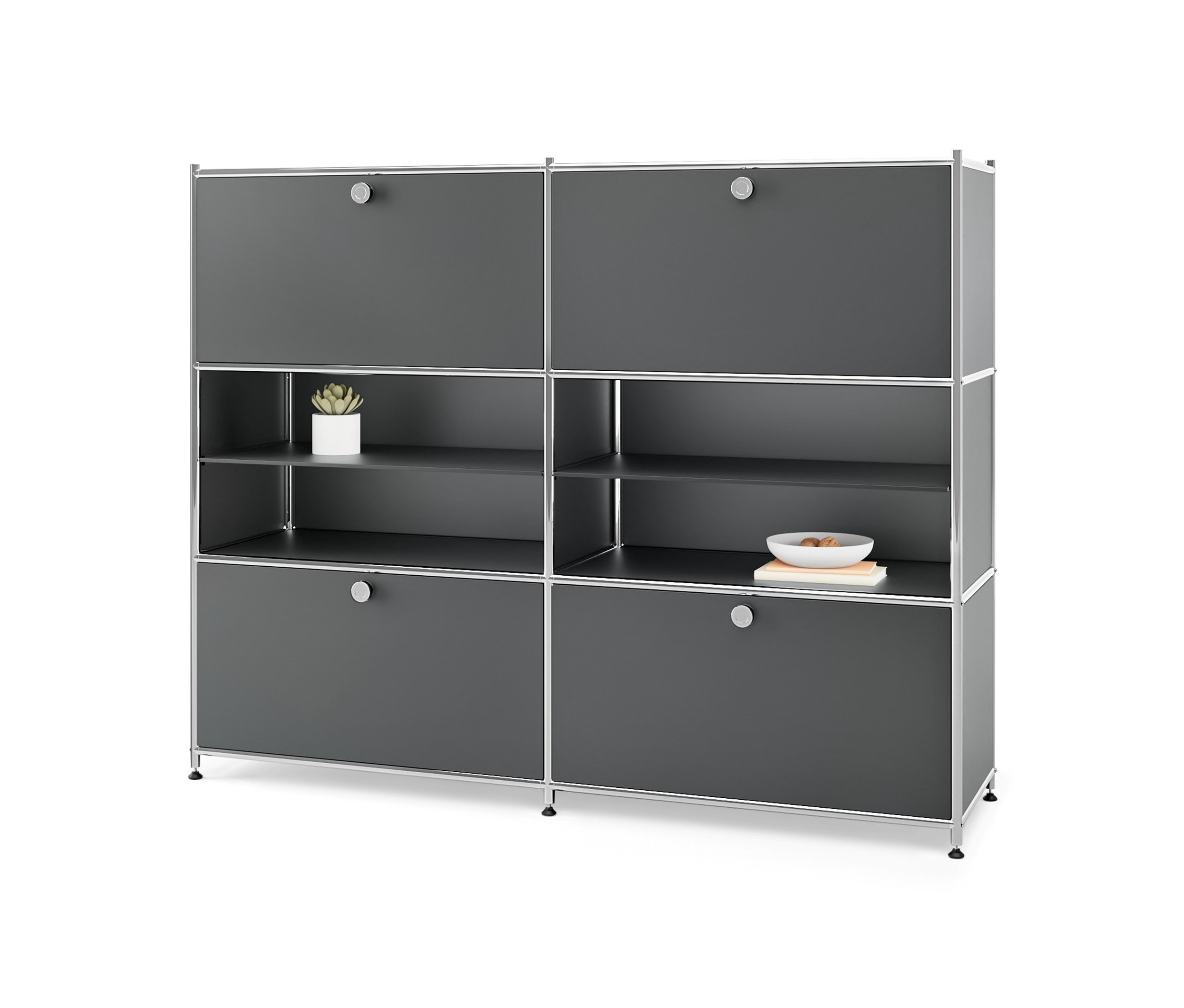 Tchibo - Komoda metalowa »Cn3« z 4 przegródkami z klapami - kolor: szary