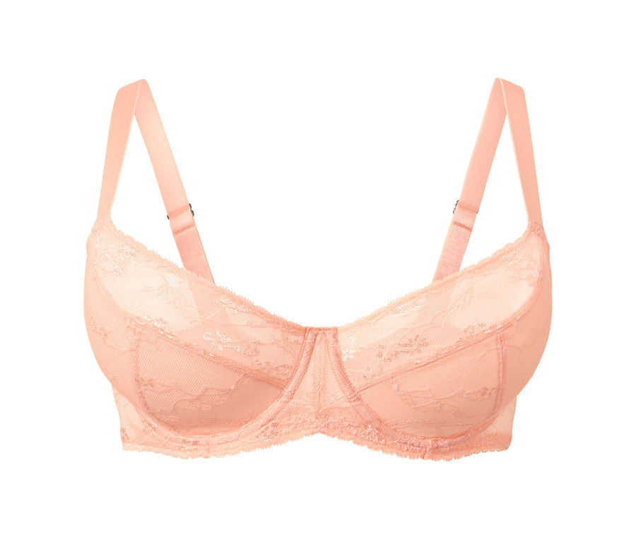 Morelowy biustonosz z koronką na fiszbinach.