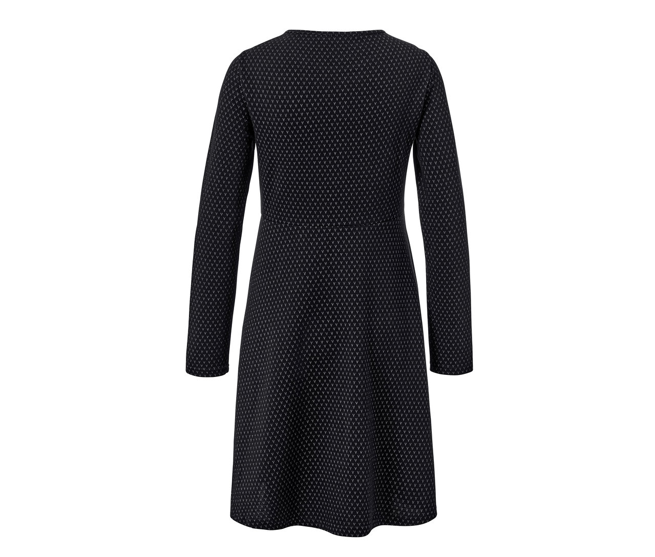 Szczegółowy widok błyszczącej żakardowej sukienki.