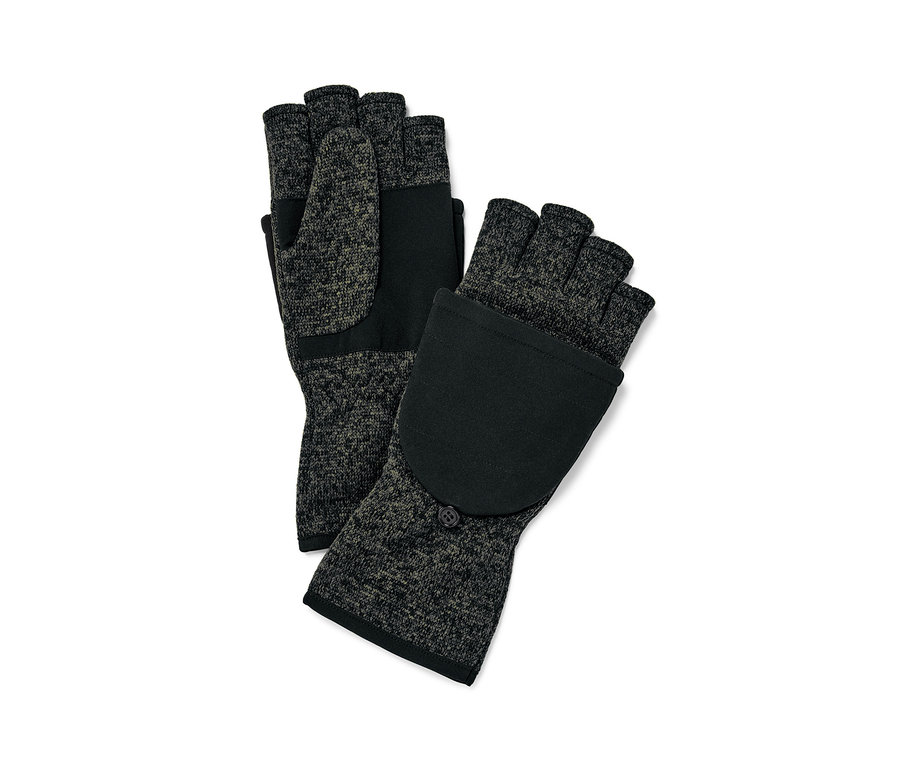 Dwie rękawice-łapawice z dzianiny polarowej.