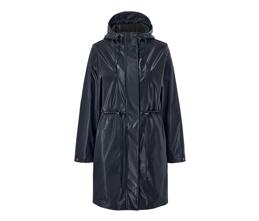 Płaszcz przeciwdeszczowy z efektem połysku.