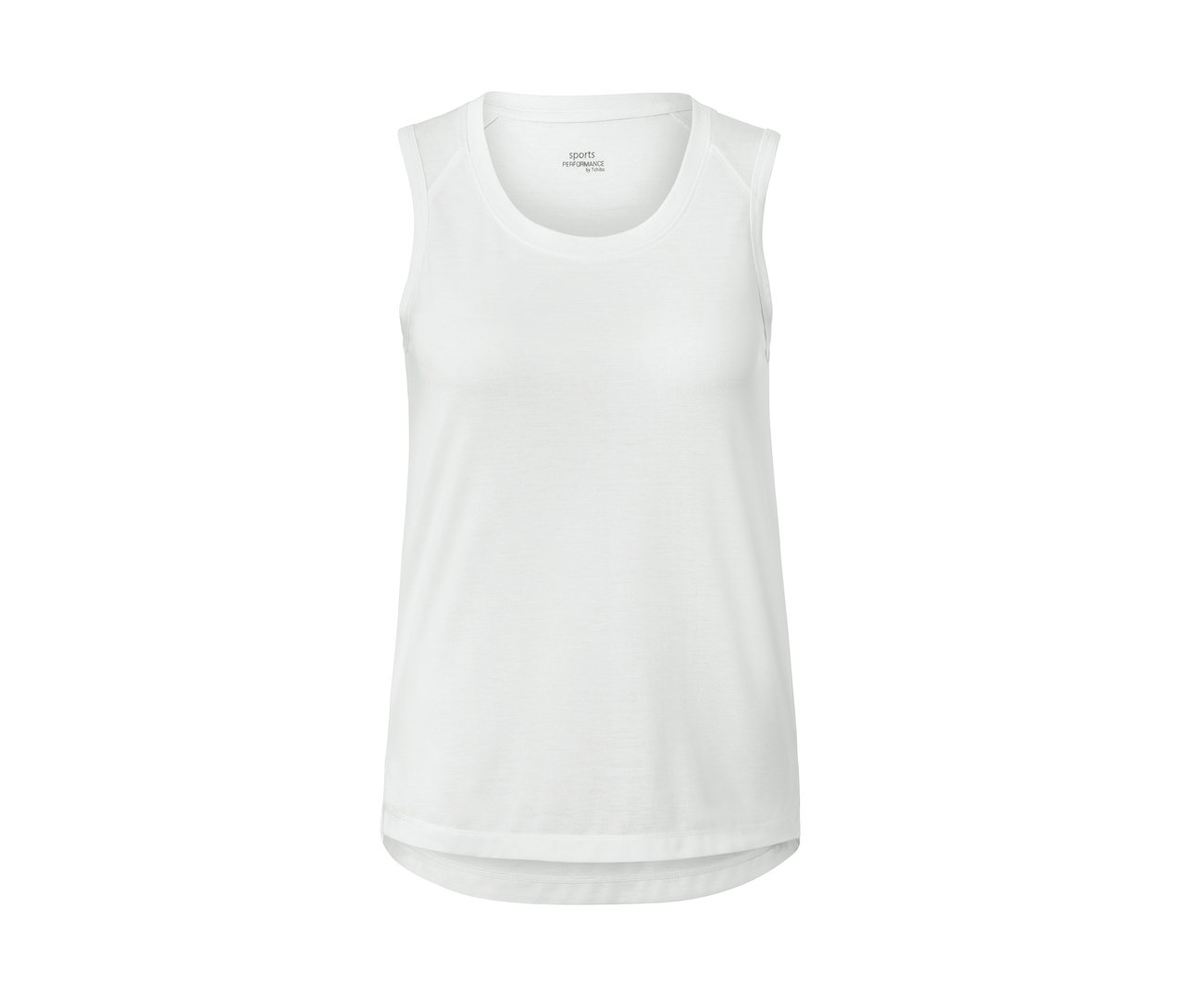 Biały top sportowy z dwuczęściowego zestawu.