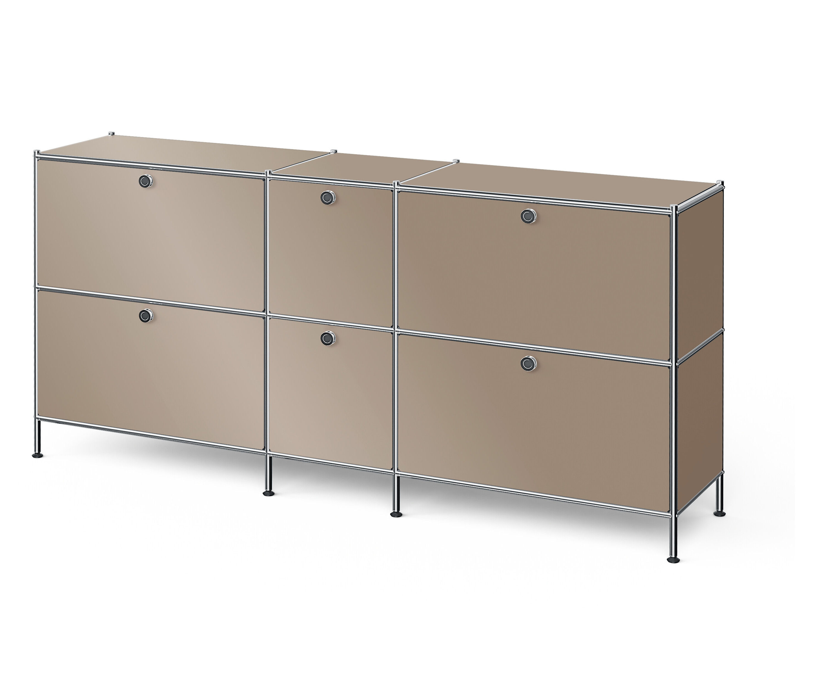 Tchibo - Metalowa szafka typu sideboard „Cn3” duża, z 6 klapami, szarobeżowa